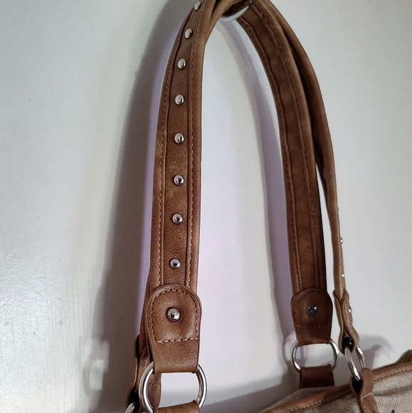 Montana West Burlap Tan Tote Bag with Tribal Design - Picture 8 of 16